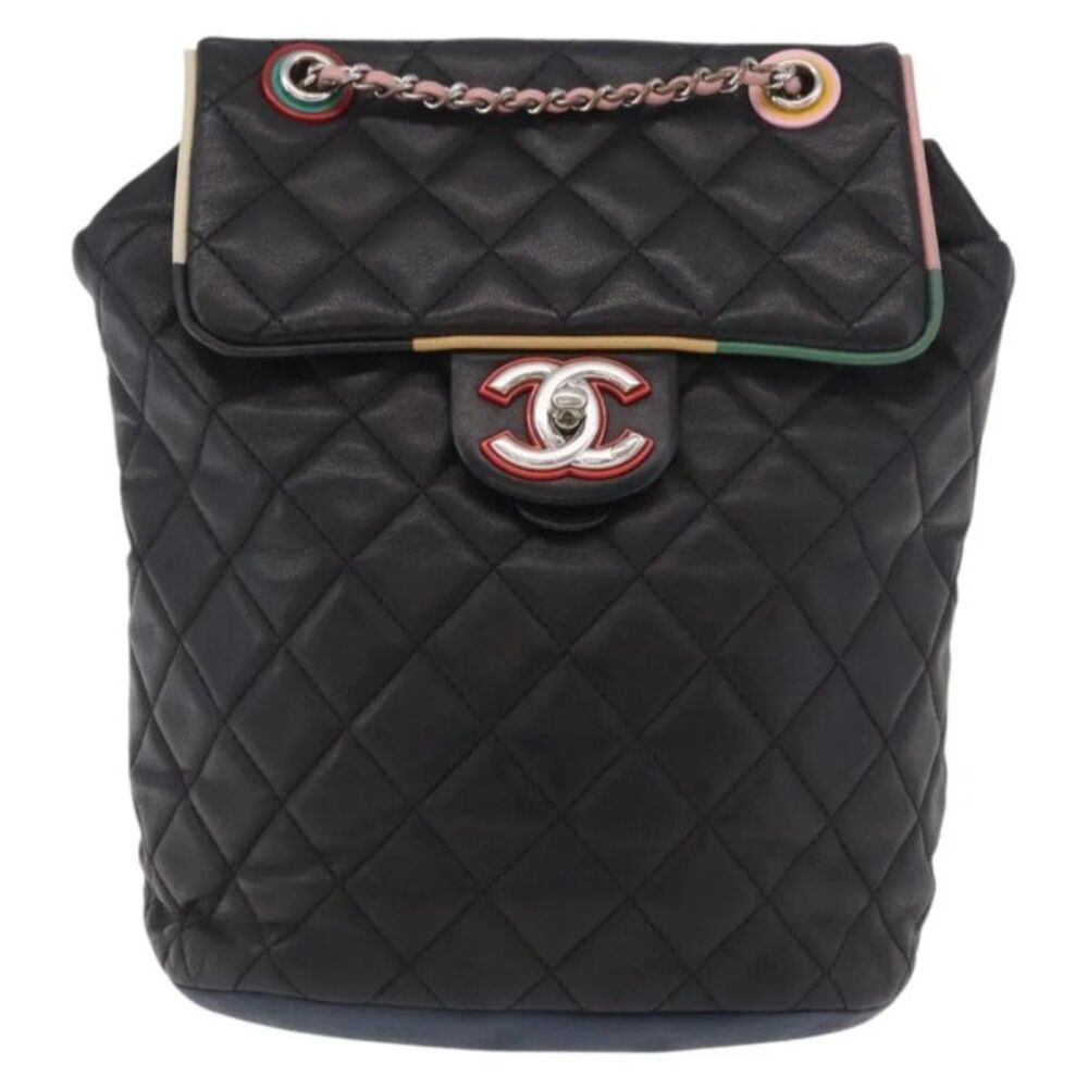Chanel Cuba Urban Spirit Quilted Lambskin Black Leather Backpack Bag